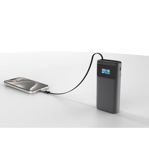 Quantum RCS ultra-fast PD45W 10.000mAh powerbank met TFT kleurenscherm bedrukken met logo
