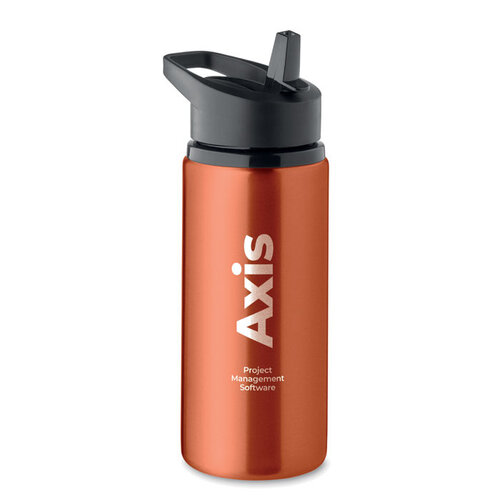 DeBle Spot drinkfles 500 ml MO2500 van gerecycled RVS met rietje en draaggreep bedrukt met logo