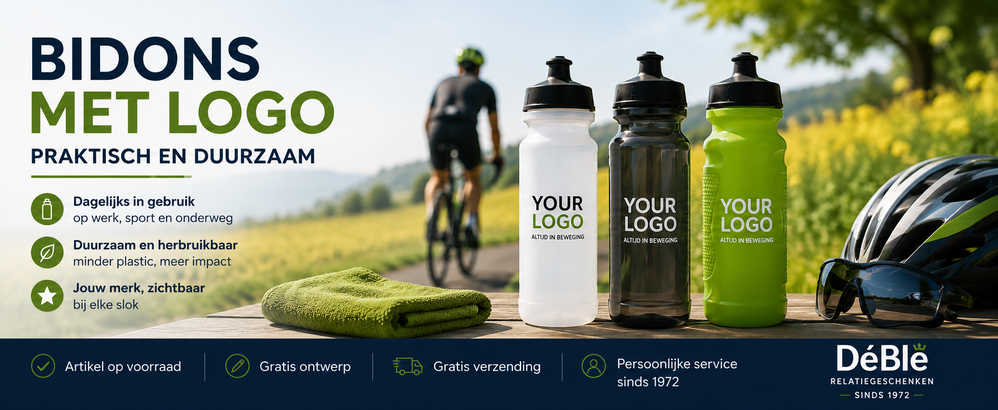 Bidons met logo als praktisch en duurzaam relatiegeschenk voor sport, werk en dagelijks gebruik