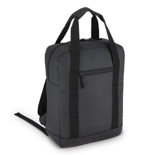 PU gecoate 600D RPET 15,6 inch laptoprugzak bedrukt met bedrijfslogo