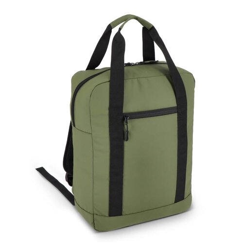 PU gecoate 600D RPET 15,6 inch laptoprugzak bedrukt met bedrijfslogo