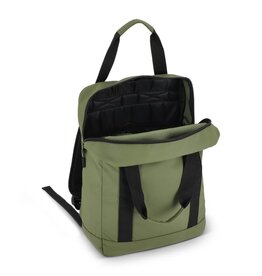 PU gecoate 600D RPET 15,6 inch laptoprugzak bedrukt met bedrijfslogo