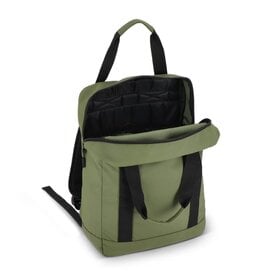 PU gecoate 600D RPET 15,6 inch laptoprugzak bedrukt met bedrijfslogo