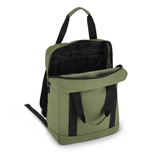 PU gecoate 600D RPET 15,6 inch laptoprugzak bedrukt met bedrijfslogo