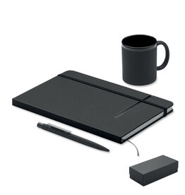 READYSET 3-delige geschenkset MO3230 met notitieboek balpen en mok bedrukt met logo