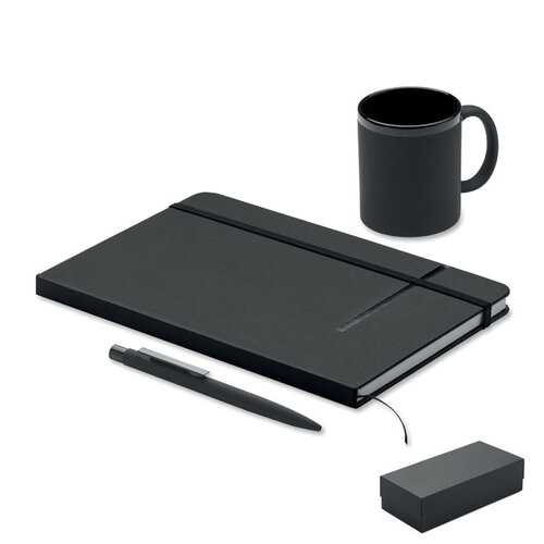 READYSET 3-delige geschenkset MO3230 met notitieboek balpen en mok bedrukt met logo
