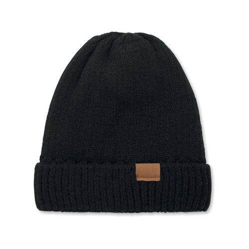 PUNTOS gebreide muts MO3221 met fleece voering bedrukt met logo