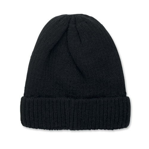 PUNTOS gebreide muts MO3221 met fleece voering bedrukt met logo