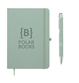 ARCOPEN A5 notitieboek set MO3199 met gerecyclede aluminium balpen en logo