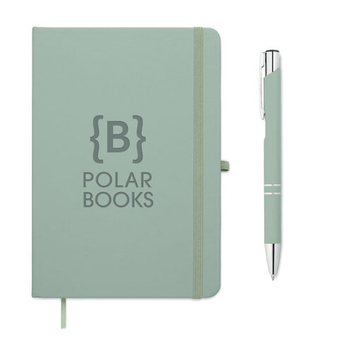 ARCOPEN A5 notitieboek set MO3199 met gerecyclede aluminium balpen en logo