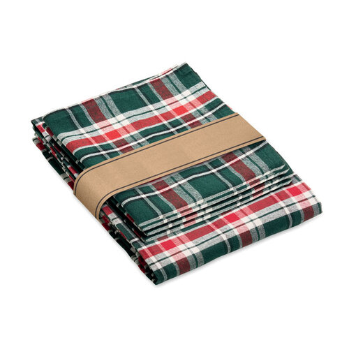 SANTABLE geruit kerst tafelkleed CX1599 met 4 katoenen servetten