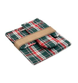 SANTAPRON geruite kerst keukenset CX1598 met schort ovenwant en handschoen