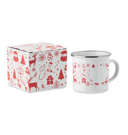 SEASOMEL rode emaille kerstmok 300 ml CX1595 met geschenkdoos
