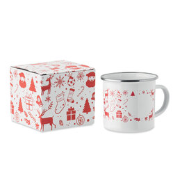 SEASOMEL rode emaille kerstmok 300 ml CX1595 met geschenkdoos