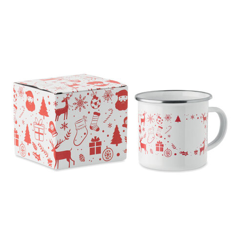 SEASOMEL rode emaille kerstmok 300 ml CX1595 met geschenkdoos