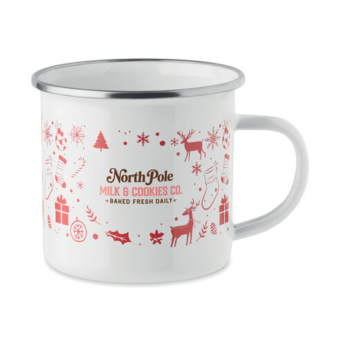 SEASOMEL rode emaille kerstmok 300 ml CX1595 met geschenkdoos
