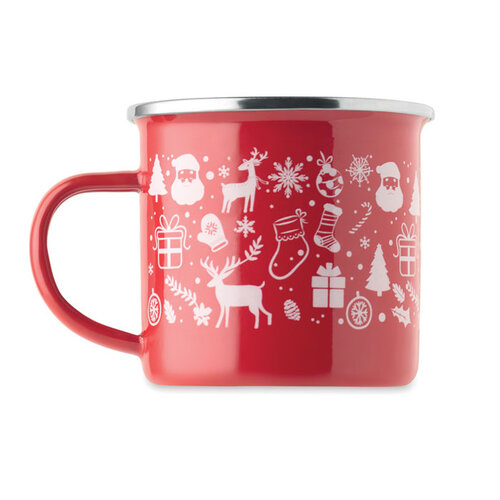 SEASOMEL rode emaille kerstmok 300 ml CX1595 met geschenkdoos