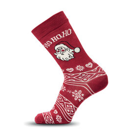 SOC LARGE bordeauxrode kerstsokken CX1575 maat 43-46 met kerstmotief