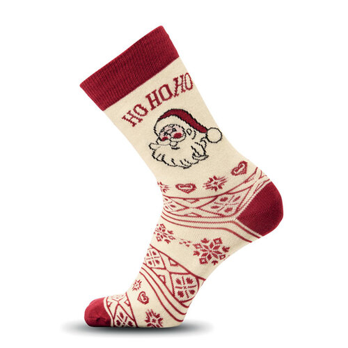 SOC LARGE bordeauxrode kerstsokken CX1575 maat 43-46 met kerstmotief