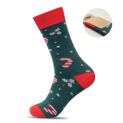 SOC LARGE bordeauxrode kerstsokken CX1575 maat 43-46 met kerstmotief