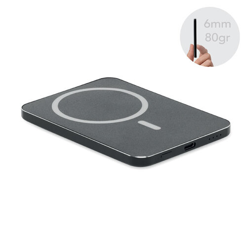 SLIMVOLT ultradunne magnetische powerbank 5000mAh MO3178 van gerecycled aluminium