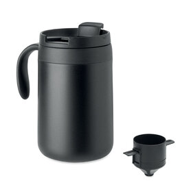 CAFETITO dubbelwandige RVS mok 450 ml MO3209 met herbruikbaar koffiefilter