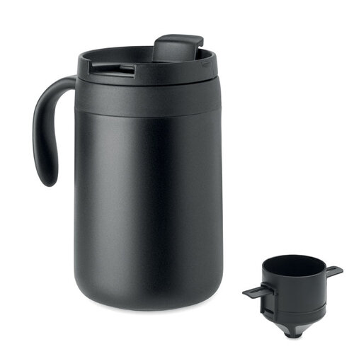 CAFETITO dubbelwandige RVS mok 450 ml MO3209 met herbruikbaar koffiefilter