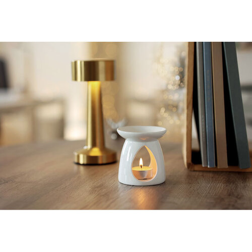 SAGRADA keramische aromabrander set MO3113 met vanille etherische olie en waxinelichtje