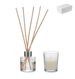 MUSKA SET vanille diffuser en kaarsenset MO3112 in witte geschenkdoos