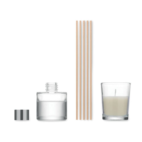 MUSKA SET vanille diffuser en kaarsenset MO3112 in witte geschenkdoos