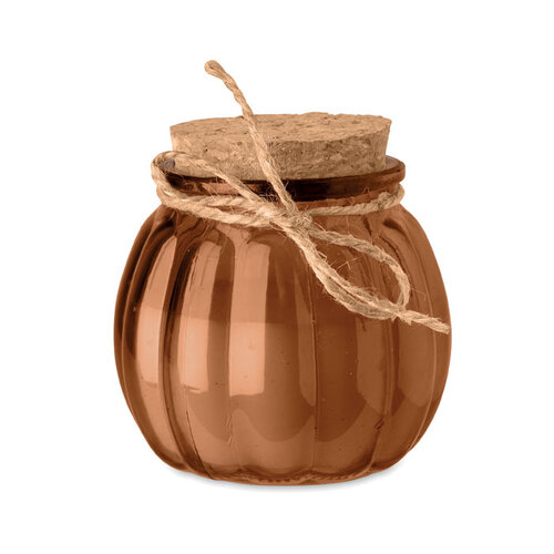 PUMKIN vanille geurkaars MO3193 van plantaardige was met kurken deksel en jute lint
