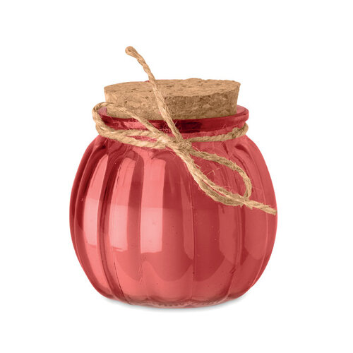 PUMKIN vanille geurkaars MO3193 van plantaardige was met kurken deksel en jute lint