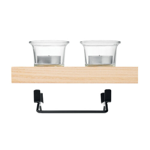 IRONDLE houten waxinelichthouder set MO3114 met 2 glazen houders