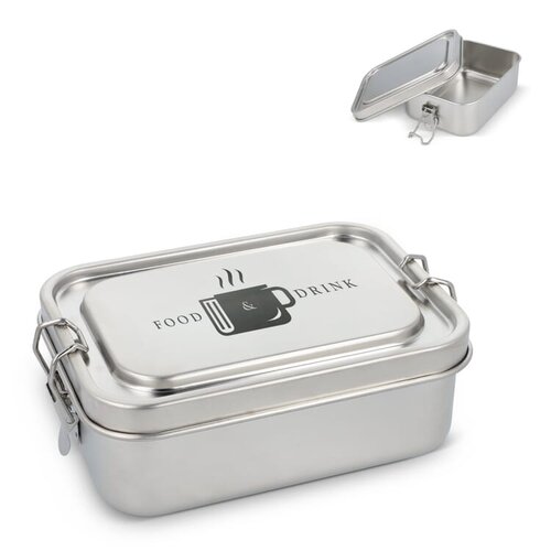 RVS lunchbox met afsluitbaar deksel LT90424 bedrukt met logo
