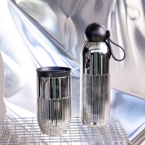 Sagaform Tekla LT52133 chromen vacuümfles 500 ml van gerecycled RVS met rietje