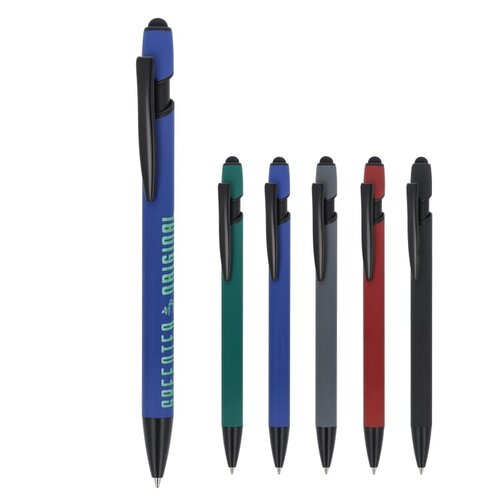 Paris Softtouch Matt R-AL LT87888 gerecyclede aluminium balpen met stylus en zwarte accenten