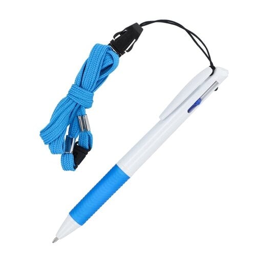 3-kleuren balpen met grip en keycord bedrukt – LT87855