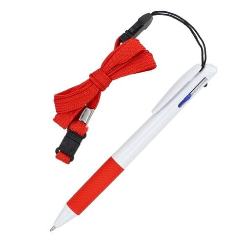 3-kleuren balpen met grip en keycord bedrukt – LT87855