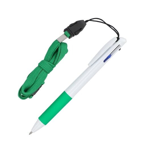 3-kleuren balpen met grip en keycord bedrukt – LT87855