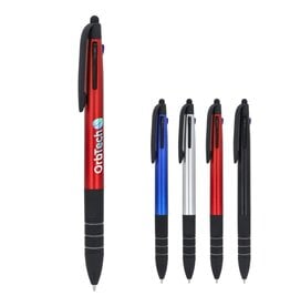 Elegant metallic 3-kleuren balpen LT87853 met stylus en ergonomische grip