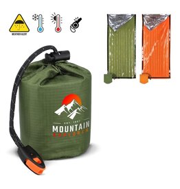 Thermische noodslaapzak LT94580 met bedrukbaar zakje en fluit