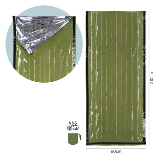 Thermische noodslaapzak LT94580 met bedrukbaar zakje en fluit
