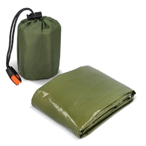 2-in-1 thermische poncho LT94581 met bedrukbaar zakje en fluit