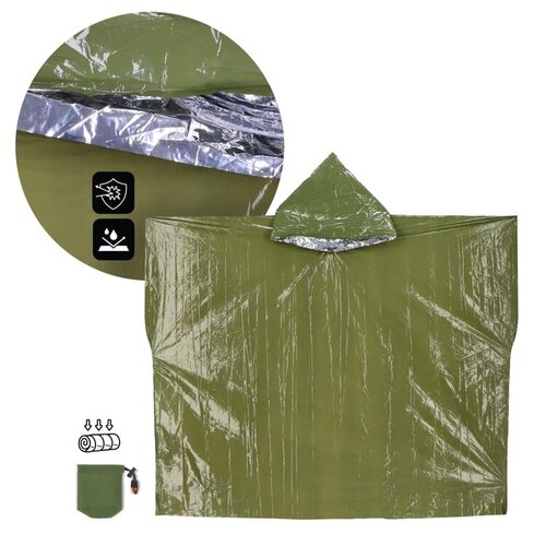 2-in-1 thermische poncho LT94581 met bedrukbaar zakje en fluit