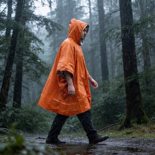 2-in-1 thermische poncho LT94581 met bedrukbaar zakje en fluit