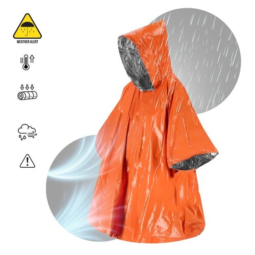 2-in-1 thermische poncho LT94581 met bedrukbaar zakje en fluit