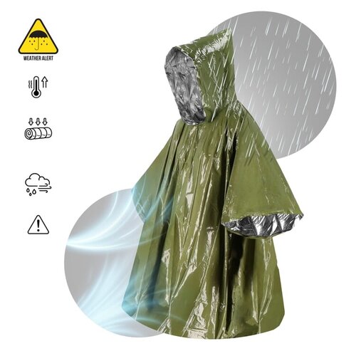 2-in-1 thermische poncho LT94581 met bedrukbaar zakje en fluit