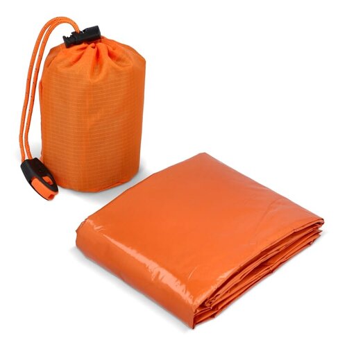 2-in-1 thermische poncho LT94581 met bedrukbaar zakje en fluit