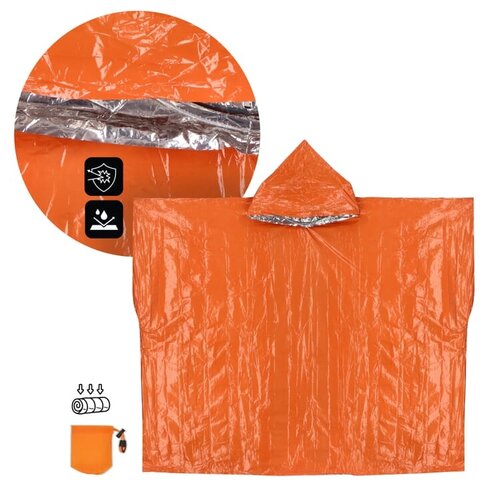 2-in-1 thermische poncho LT94581 met bedrukbaar zakje en fluit