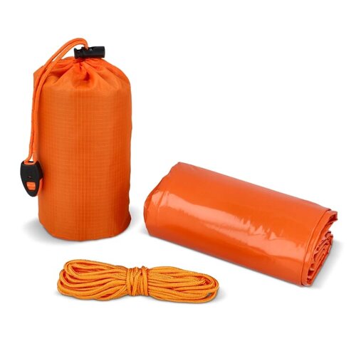 thermische noodtent, noodtent met logo, survival tent, reflecterende noodtent, outdoor veiligheidsartikel, noodonderkomen, veiligheidsgeschenk